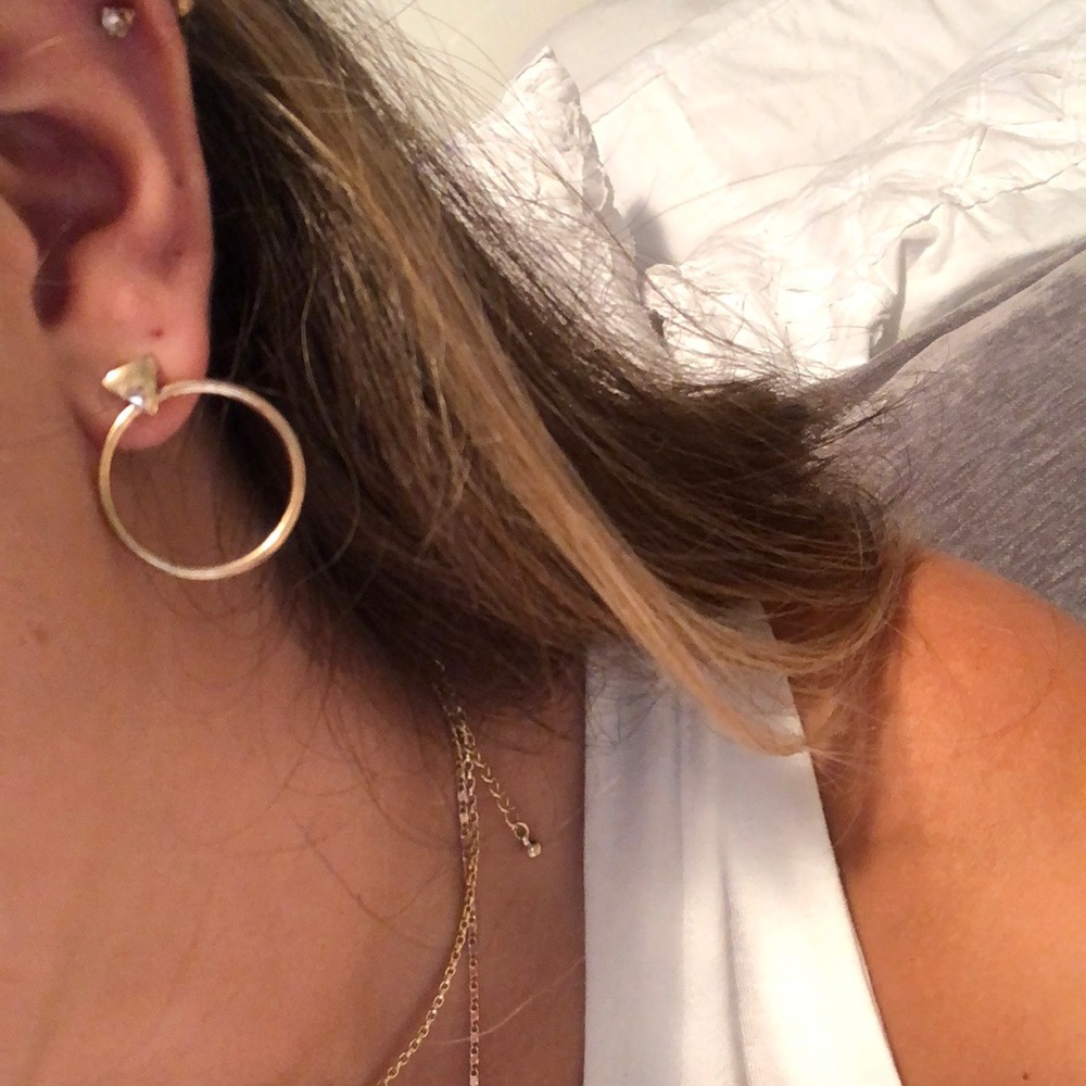 Gold triangle hoop earrings